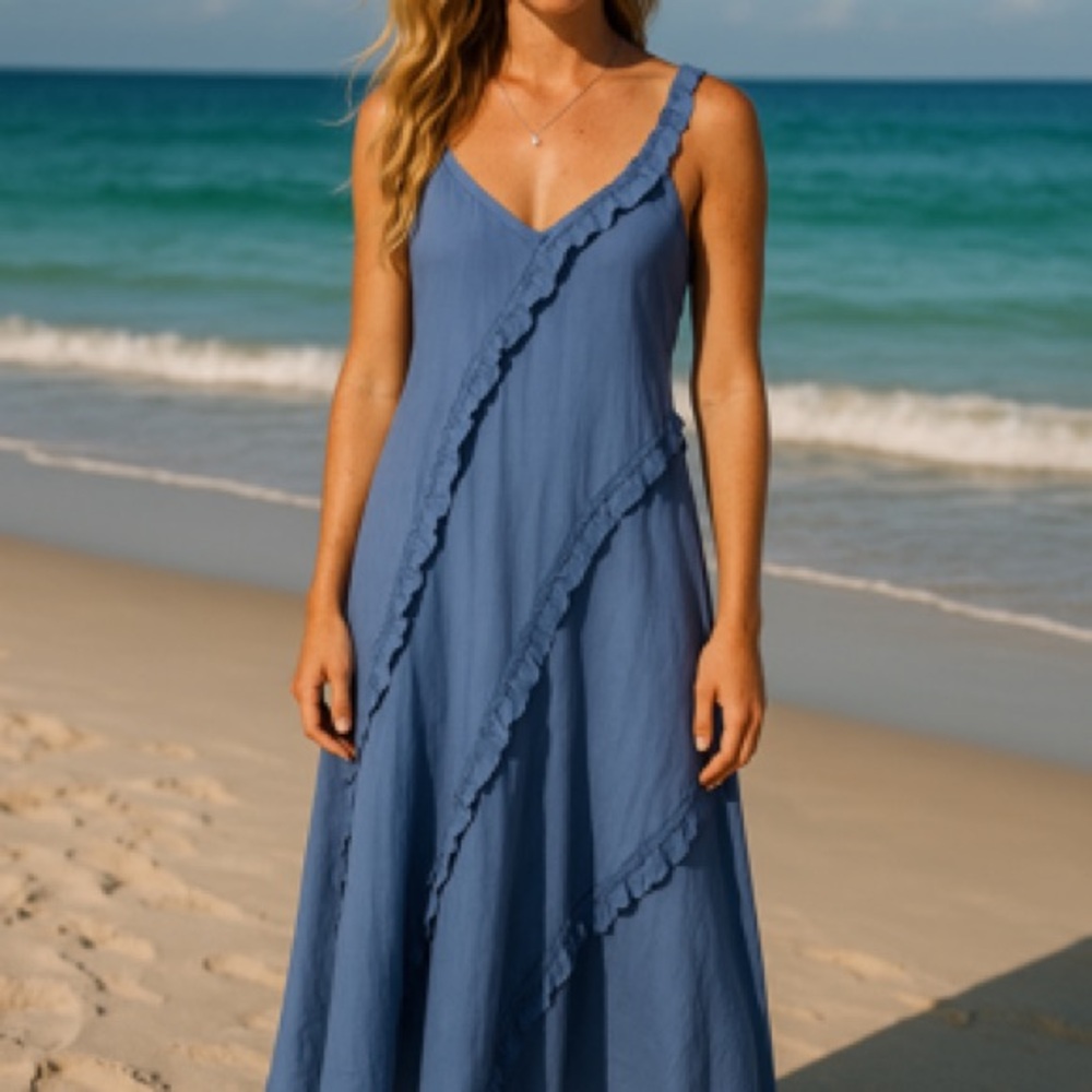 Elegant Asymmetrical Blue Dress